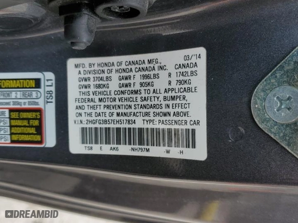 2014 Honda Civic Coupe LX with VIN 2HGFG3B57EH517834, listed as a Copart auction lot 49207295 with 273,231 mi miles and Non Repairable. Bid and sale history available at carsss.com. Image 12.