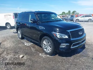 2017 Infiniti QX80 z VIN JN8AZ2NE2H9158779, wystawiony jako IAAI lot #42096021 z przebiegiem 121 602 mil mil oraz . Historia ofert i sprzedaży dostępna na DreamBid. Obrazek 1.