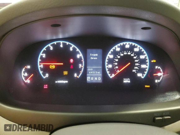 2009 Hyundai Azera Limited z VIN KMHFC46F29A371099, wystawiony jako Copart lot #57395815 z przebiegiem 69 313 mil mil oraz Szkoda całkowita • Salvage title. Historia ofert i sprzedaży dostępna na DreamBid. Obrazek 9.
