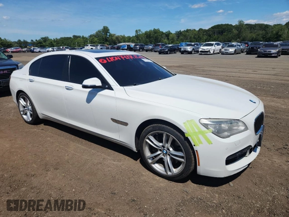 2015 BMW 7 Series 750Li with VIN WBAYE8C59FD782291, listed as a Copart auction lot 65119745 with 159,479 mi miles and Salvage title. Bid and sale history available at DreamBid. Image 4.