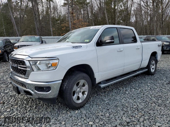 2022 Ram 1500 Big Horn with VIN 1C6SRFMT3NN443041, listed as a Copart auction lot 87381464 with 38,208 mi miles and Salvage title. Bid and sale history available at DreamBid. Image 1.