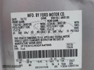 2013 Ford F-150 XL with VIN 1FTEW1CM3DFA47695, listed as a Copart auction lot 47667695 with 164,935 mi miles and Salvage Title. Bid and sale history available at carsss.com. Image 12.