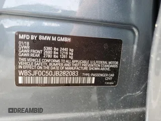 2018 BMW M5 z VIN WBSJF0C50JB282083, wystawiony jako Copart lot #55845673 z przebiegiem 39 691 mil mil oraz . Historia ofert i sprzedaży dostępna na DreamBid. Obrazek 12.