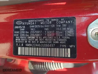 2018 Hyundai Kona SEL with VIN KM8K22AA6JU066497, listed as a Copart auction lot 78654314 with 0 mi miles and Salvage Title. Bid and sale history available at carsss.com. Image 13.