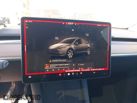 2023 Tesla Model Y Long Range with VIN 7SAYGAEE8PF976969, listed as a IAAI auction lot 41877784 with 25,896 mi miles. Bid and sale history available at carsss.com. Image 7.