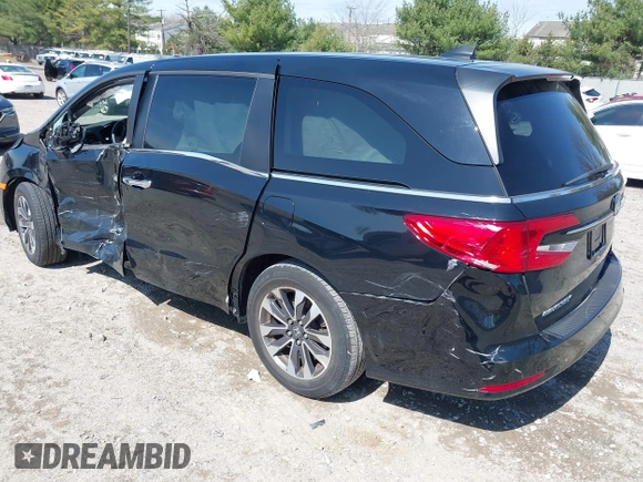 2022 Honda Odyssey EX-L with VIN 5FNRL6H72NB002554, listed as a IAAI auction lot 41932297 with 23,533 mi miles and . Bid and sale history available at DreamBid. Image 3.