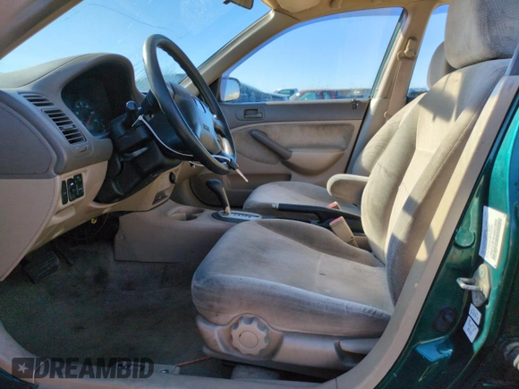 2001 Honda Civic EX with VIN 2HGES26761H602898, listed as a Copart auction lot 50371535 with 148,669 mi miles and Salvage Title. Bid and sale history available at DreamBid. Image 7.