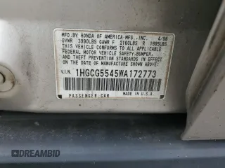 1998 Honda Accord LX with VIN 1HGCG5545WA172773, listed as a Copart auction lot 63660514 with 255,670 mi miles and Salvage title. Bid and sale history available at DreamBid. Image 13.