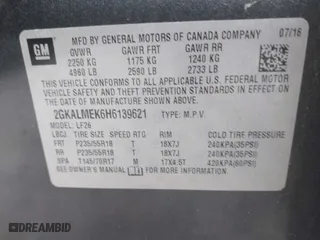2017 GMC Terrain SLE with VIN 2GKALMEK6H6139621, listed as a IAAI auction lot 41708955 with 128,485 mi miles. Bid and sale history available at carsss.com. Image 9.