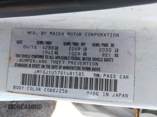 2016 Mazda 6 i Sport with VIN JM1GJ1U57G1481585, listed as a IAAI auction lot 42039982 with 133,070 mi miles and . Bid and sale history available at DreamBid. Image 9.