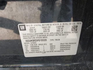 2015 Chevrolet Silverado 1500 LTZ with VIN 3GCUKSEC5FG155335, listed as a IAAI auction lot 41799220 with 169,951 mi miles. Bid and sale history available at carsss.com. Image 9.