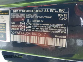 2015 Mercedes-Benz C-Class C 300 Luxury with VIN 55SWF4KB0FU061257, listed as a IAAI auction lot 41573625 with 87,736 mi miles. Bid and sale history available at carsss.com. Image 9.