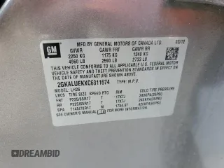 2012 GMC Terrain SLT-1 with VIN 2GKALUEKXC6311674, listed as a Copart auction lot 50420325 with Not Provided miles and Non Repairable. Bid and sale history available at carsss.com. Image 14.