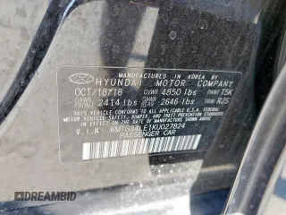 2019 Genesis G70 Advanced with VIN KMTG34LE1KU027824, listed as a Copart auction lot 46900135 with 42,325 mi miles and Salvage title. Bid and sale history available at DreamBid. Image 12.