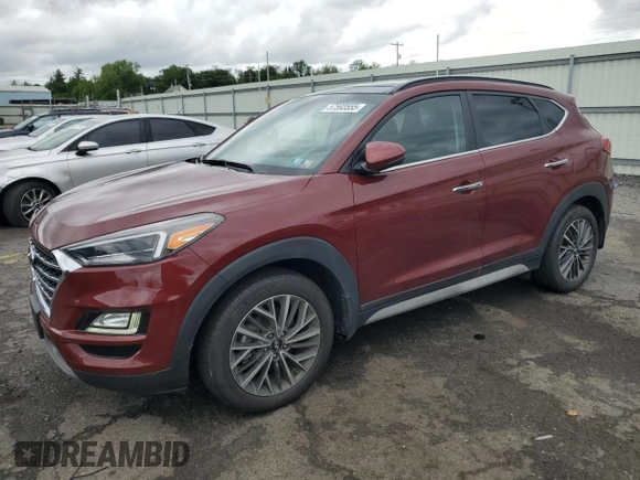 2020 Hyundai Tucson Ultimate with VIN KM8J3CAL2LU258843, listed as a Copart auction lot 57593555 with 67,633 mi miles and Salvage title. Bid and sale history available at DreamBid. Image 1.