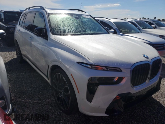 2023 BMW X7 M60i z VIN 5UX33EM07P9P54139, wystawiony jako Copart lot #74120224 z przebiegiem Nie podano mil oraz Szkoda całkowita • Salvage title. Historia ofert i sprzedaży dostępna na DreamBid. Obrazek 4.