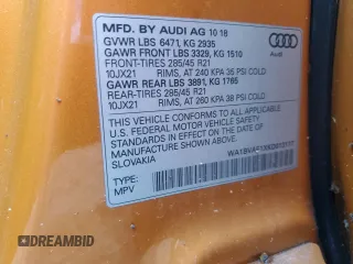 2019 Audi Q8 Premium Plus z VIN WA1BVAF1XKD013117, wystawiony jako Copart lot #78453904 z przebiegiem Nie podano mil oraz Nie do naprawy • Non repairable. Historia ofert i sprzedaży dostępna na DreamBid. Obrazek 14.