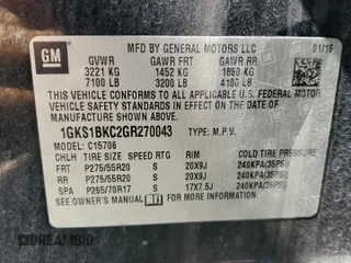 2016 GMC Yukon SLT with VIN 1GKS1BKC2GR270043, listed as a Copart auction lot 75479154 with 138,982 mi miles and Salvage Title. Bid and sale history available at carsss.com. Image 13.