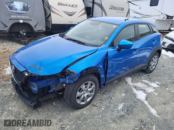 2017 Mazda CX-3 Sport with VIN JM1DKDB75H0141784, listed as a Copart auction lot 48358585 with 0 mi miles and Salvage Title. Bid and sale history available at carsss.com. Image 1.