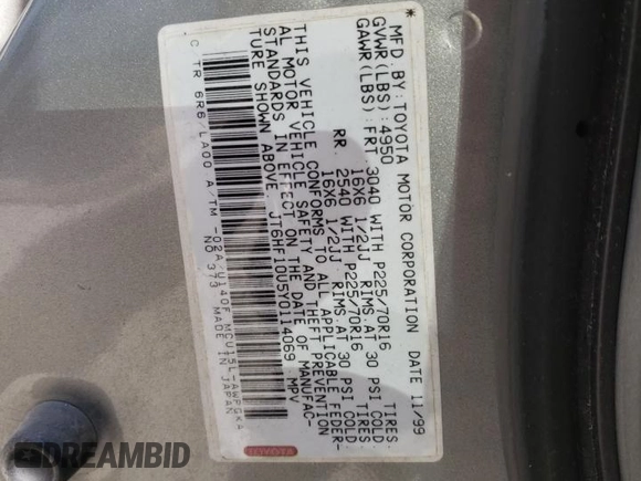 2000 Lexus RX 300 z VIN JT6HF10U5Y0114069, wystawiony jako Copart lot #58276535 z przebiegiem 295 720 mil mil oraz Szkoda całkowita • Salvage title. Historia ofert i sprzedaży dostępna na DreamBid. Obrazek 13.