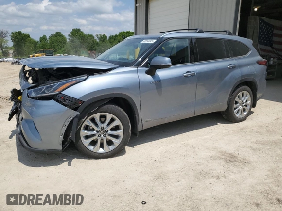 2021 Toyota Highlander Hybrid Limited with VIN 5TDXBRCH7MS065638, listed as a Copart auction lot 56914045 with 56,297 mi miles and Salvage title. Bid and sale history available at DreamBid. Image 1.