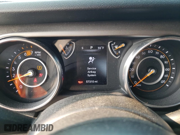 2018 Jeep Wrangler Sport with VIN 1C4GJXAN5JW180105, listed as a Copart auction lot 59057745 with 57,310 mi miles and Salvage title. Bid and sale history available at DreamBid. Image 9.