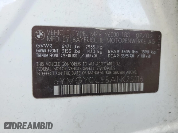 2010 BMW X5 M z VIN 5YMGY0C55ALK25116, wystawiony jako Copart lot #45366595 z przebiegiem 183 798 mil mil oraz Szkoda całkowita • Salvage title. Historia ofert i sprzedaży dostępna na DreamBid. Obrazek 14.