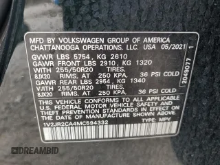 2021 Volkswagen Atlas SE with VIN 1V2JR2CA4MC594332, listed as a Copart auction lot 51476535 with 35,738 mi miles and Non repairable. Bid and sale history available at DreamBid. Image 13.