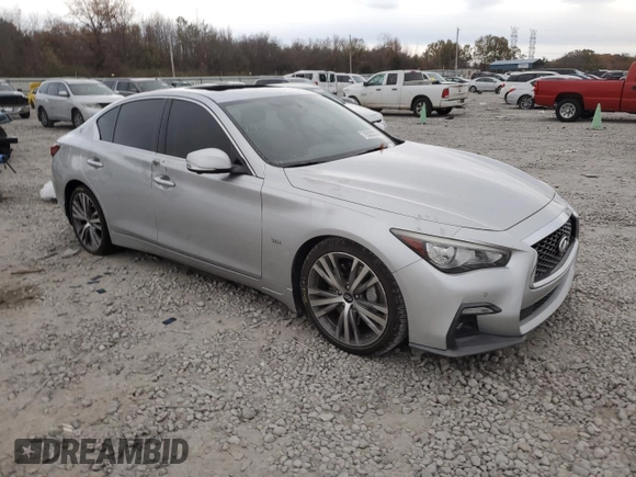 2021 Infiniti Q50 Red Sport 400 with VIN JN1FV7DP4MM850498, listed as a Copart auction lot 78503373 with 74,792 mi miles and Salvage Title. Bid and sale history available at DreamBid. Image 4.