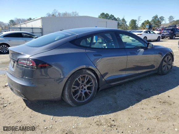 2023 Tesla Model S with VIN 5YJSA1E54PF516907, listed as a Copart auction lot 49372825 with 24,556 mi miles and Salvage Title. Bid and sale history available at carsss.com. Image 3.