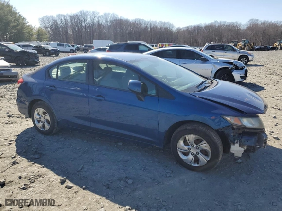 2013 Honda Civic Sdn LX with VIN 19XFB2F51DE241405, listed as a Copart auction lot 48549635 with 122,526 mi miles and Salvage Title. Bid and sale history available at carsss.com. Image 4.