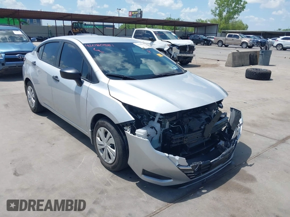 2024 Nissan Versa S with VIN 3N1CN8DV2RL841405, listed as a IAAI auction lot 42080581 with 12,605 mi miles. Bid and sale history available at carsss.com. Image 1.