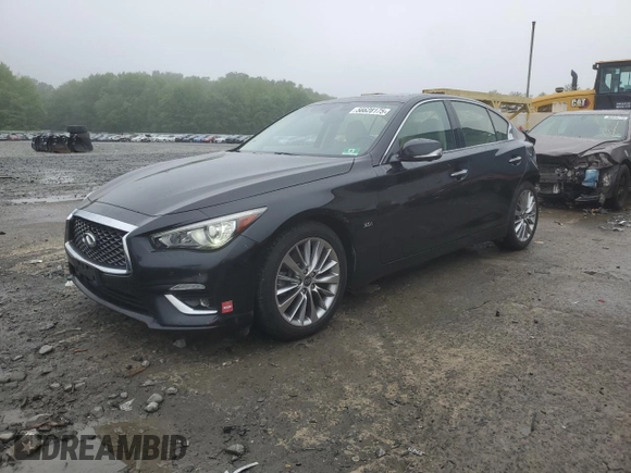 2018 Infiniti Q50 Luxe with VIN JN1EV7AR5JM442833, listed as a Copart auction lot 56628175 with 92,127 mi miles and Salvage title. Bid and sale history available at DreamBid. Image 1.