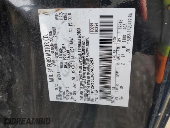 2006 Ford Ranger XL with VIN 1FTZR15EX6PA03253, listed as a Copart auction lot 45892125 with 178,573 mi miles and Salvage Title. Bid and sale history available at carsss.com. Image 12.