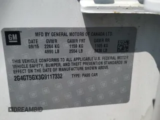 2016 Buick Regal Premium II with VIN 2G4GT5GX3G9117332, listed as a Copart auction lot 59085775 with 155,729 mi miles and Salvage title. Bid and sale history available at DreamBid. Image 12.