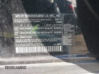 2011 Mercedes-Benz M 350 z VIN 4JGBB8GB7BA727461, wystawiony jako IAAI lot #42369873 z przebiegiem 198 000 mil mil oraz . Historia ofert i sprzedaży dostępna na DreamBid. Obrazek 9.
