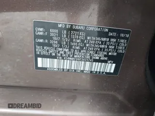 2019 Subaru Ascent Premium z VIN 4S4WMAFD6K3431745, wystawiony jako IAAI lot #42269721 z przebiegiem 131 343 mil mil oraz . Historia ofert i sprzedaży dostępna na DreamBid. Obrazek 9.