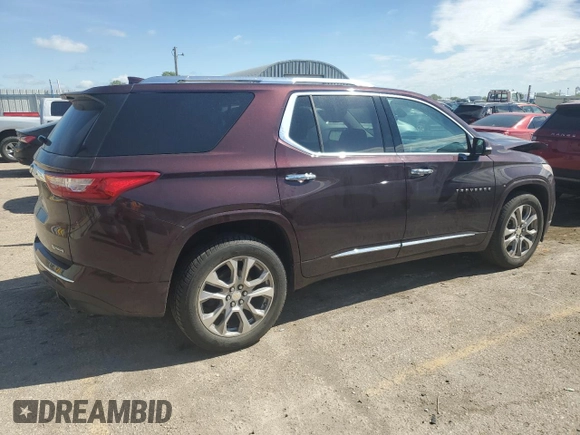 2018 Chevrolet Traverse Premier z VIN 1GNERKKW3JJ127918, wystawiony jako Copart lot #55438525 z przebiegiem 134 336 mil mil oraz Szkoda całkowita • Salvage title. Historia ofert i sprzedaży dostępna na DreamBid. Obrazek 3.