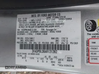 2010 Ford Fusion Hybrid with VIN 3FADP0L30AR121282, listed as a IAAI auction lot 41943397 with 109,559 mi miles. Bid and sale history available at carsss.com. Image 9.