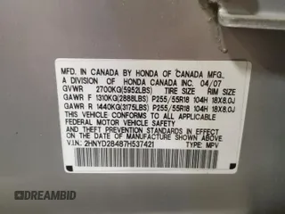 2007 Acura MDX Technology with VIN 2HNYD28487H537421, listed as a Copart auction lot 44128845 with 122,066 mi miles and Salvage Title. Bid and sale history available at carsss.com. Image 13.