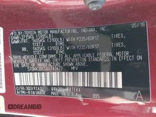 2016 Toyota Sienna LE AAS with VIN 5TDKK3DC5GS743477, listed as a IAAI auction lot 42406726 with 151,829 mi miles and . Bid and sale history available at DreamBid. Image 9.