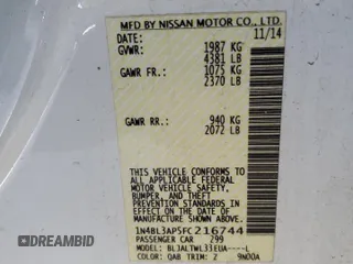 2015 Nissan Altima SL with VIN 1N4BL3AP5FC216744, listed as a Copart auction lot 64497945 with 173,678 mi miles and Clean title. Bid and sale history available at DreamBid. Image 12.