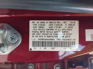 2006 Honda Accord LX SE with VIN 1HGCM563X6A085854, listed as a IAAI auction lot 42356565 with 184,748 mi miles and . Bid and sale history available at DreamBid. Image 9.