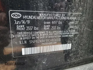 2019 Hyundai Sonata SE with VIN 5NPE24AF8KH806510, listed as a Copart auction lot 64834784 with 30,314 mi miles and Salvage Title. Bid and sale history available at DreamBid. Image 12.