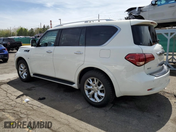 2014 Infiniti QX80 z VIN JN8AZ2NE5E9065699, wystawiony jako Copart lot #53659915 z przebiegiem 94 482 mil mil oraz Szkoda całkowita • Salvage title. Historia ofert i sprzedaży dostępna na DreamBid. Obrazek 2.