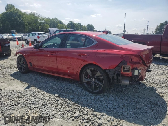 2022 Genesis G70 3.3T with VIN KMTG54TE0NU103418, listed as a Copart auction lot 61024094 with 7,750 mi miles and Salvage Title. Bid and sale history available at carsss.com. Image 2.