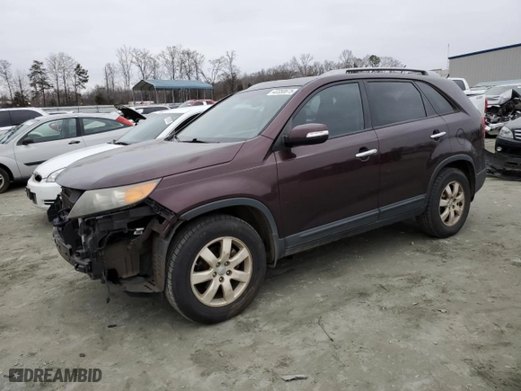 2013 Kia Sorento LX with VIN 5XYKT3A60DG370000, listed as a Copart auction lot 43350675 with 160,857 mi miles and Salvage Title. Bid and sale history available at carsss.com. Image 1.