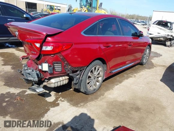 2016 Hyundai Sonata Sport with VIN 5NPE34AF3GH431579, listed as a IAAI auction lot 41995046 with 102,288 mi miles and . Bid and sale history available at DreamBid. Image 4.