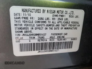 2011 Infiniti EX Journey with VIN JN1AJ0HR0BM851427, listed as a Copart auction lot 82878874 with 179,563 mi miles and Salvage Title. Bid and sale history available at DreamBid. Image 12.