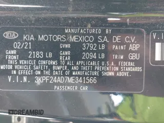 2021 Kia Forte LXS с VIN 3KPF24AD7ME341566, выставлен на аукционе IAAI как лот 42432261 с пробегом 29 039 миль миль и . История ставок и продаж доступна на DreamBid. Изображение 9.
